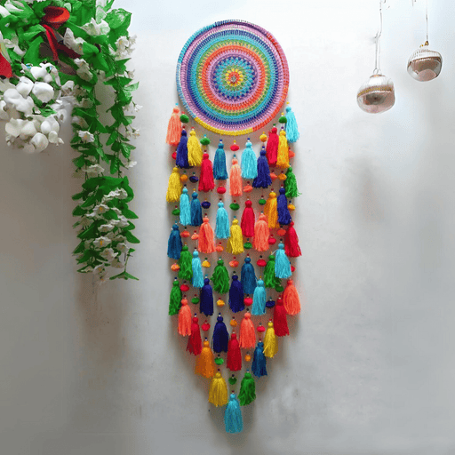 12 INCH MULTI COLOR DREAM CATCHER WITH TASSLESHand Crafted DecorSellenza