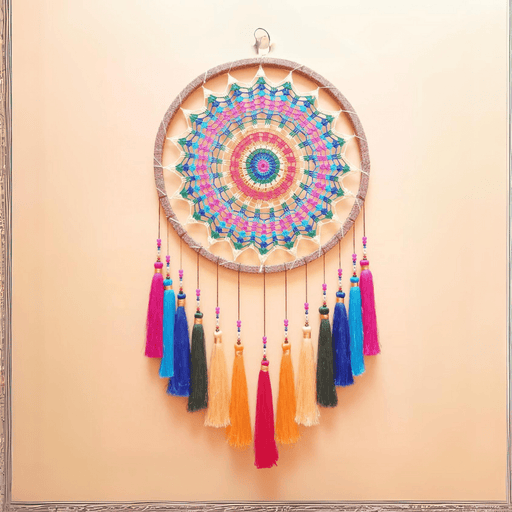 14 INCH MULTICOLOR DREAM CATCHER WITH TASSLESHand Crafted DecorSellenza