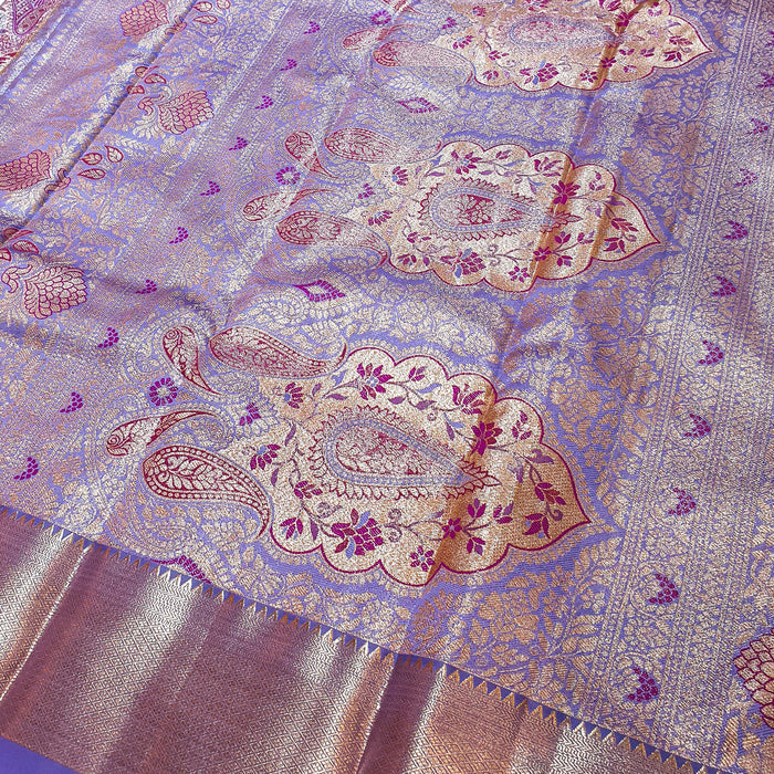 Lavender Royale Silver Silk Saree