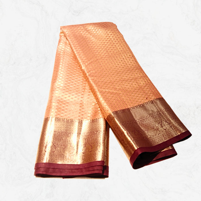 Sandal embossed silk saree