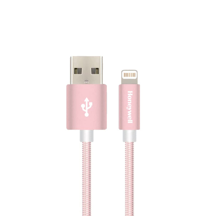 Honeywell USB 2.0 to Lightning cable,MFI-certified Apple original lighting cable, Fast Charging, Nylon-Braided sync and charge cable for iPhone, iPad, Airpods, iPod, 4 Feet (1.2M)- Rose Gold