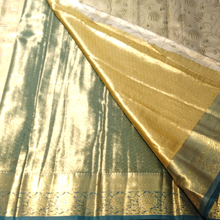 Ivory and Gold Silk Saree