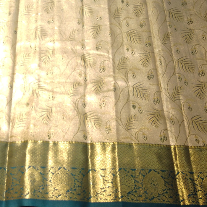 Ivory and Gold Silk Saree