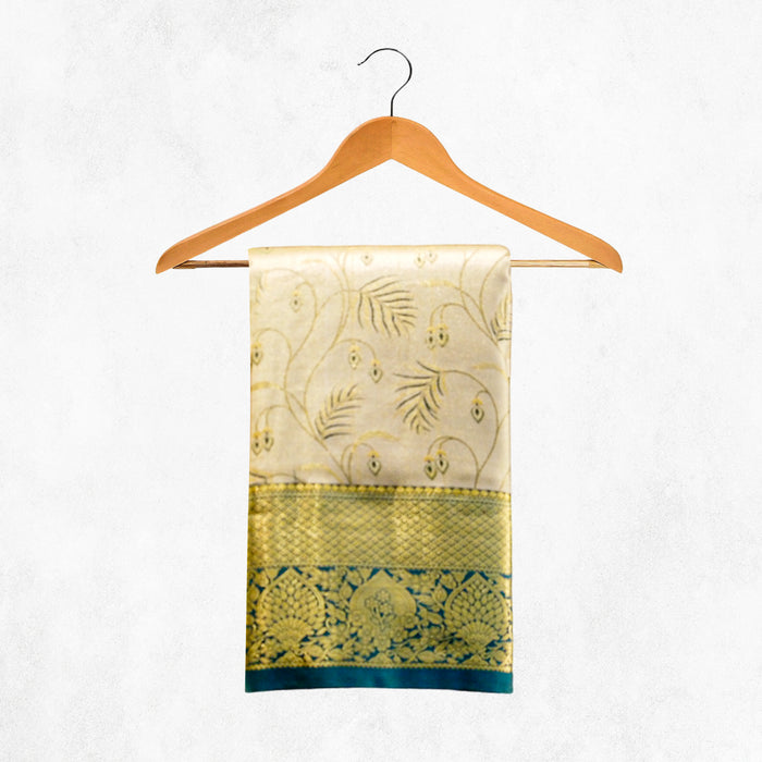 Ivory and Gold Silk Saree