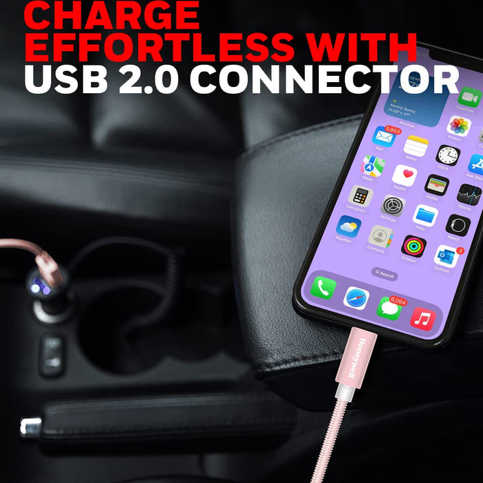 Honeywell USB 2.0 to Lightning cable,MFI-certified Apple original lighting cable, Fast Charging, Nylon-Braided sync and charge cable for iPhone, iPad, Airpods, iPod, 4 Feet (1.2M)- Rose Gold