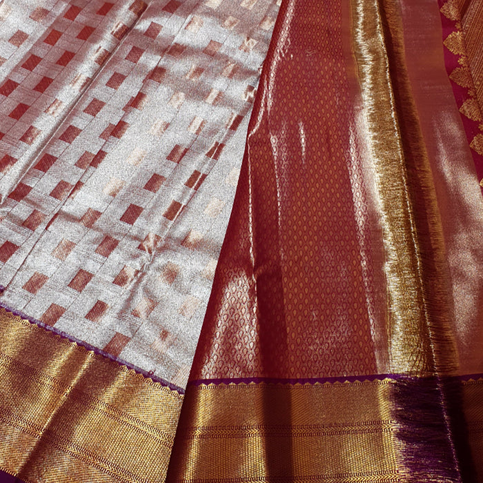 Royal Silver and Gold Silk Saree