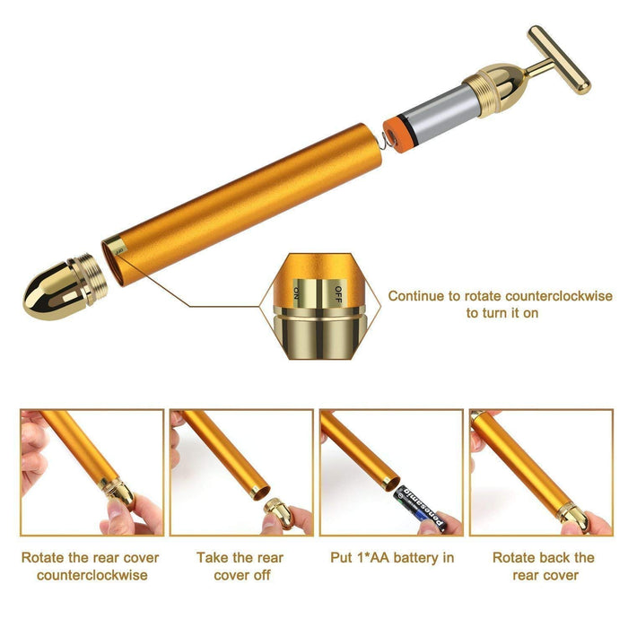 Golden Anti-Aging Pulse Skin Care Gold Facial Roller Massage