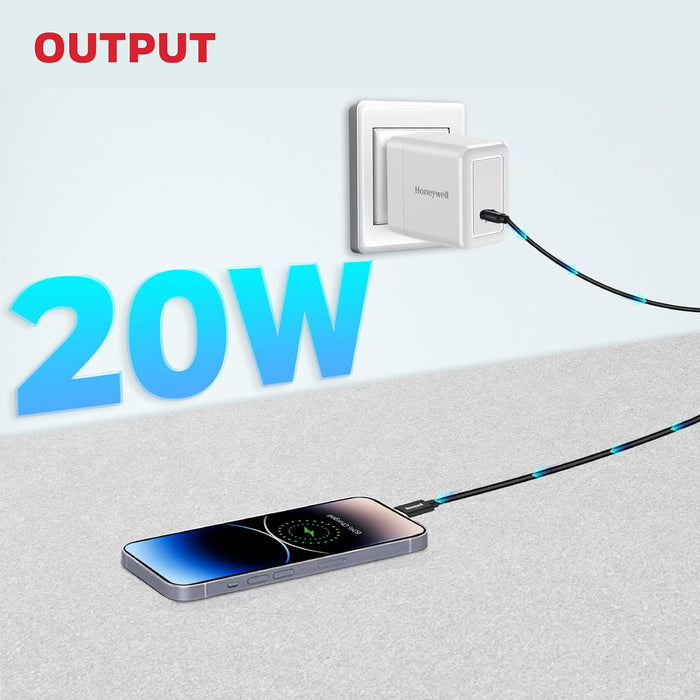 Honeywell Zest Charger PD20W, Type C Ultra-Fast Wall Charger with PPS Support, BIS Certified, Compatible with iPhone, iPad, Samsung, Oneplus, Smartphones, Tablets, TWS, Bluetooth Speaker