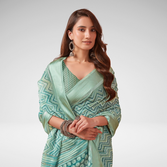 Georgette Mint Green Saree