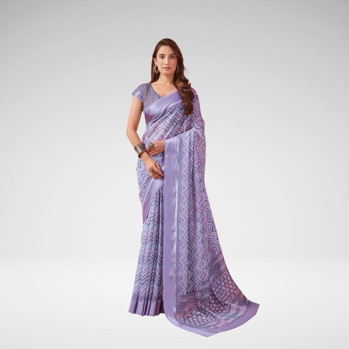 Elegant Purple Georgette Saree with Embellishments