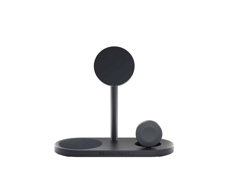 DailyObjects SURGE™ Max 3-in-1 Magnetic Wireless Charging Station - 30W | Compatible with iPhone 15, 14, 13, 12 & All Qi Enabled phones, Earbuds, Smartwatches | Fast Charging | USB Type C Port - Grey - Sellenza