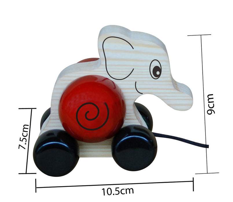 Elifa (Red) | Wooden Pull Toy | Channapatna toys - Sellenza