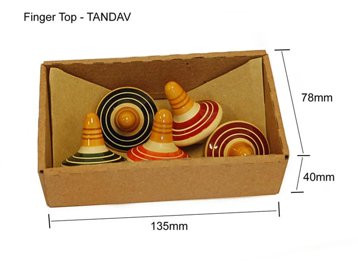 TANDAV - Set of 5 Finger Tops | Spinning Wooden tops | Wooden top spinner