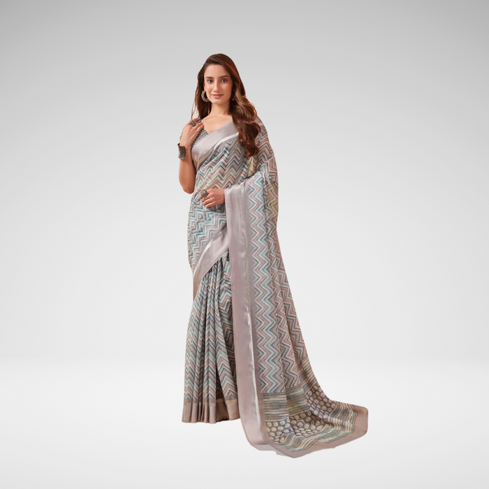 Aqua Geometric Saree