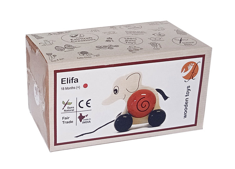 Elifa (Red) | Wooden Pull Toy | Channapatna toys - Sellenza