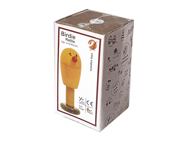 Birdie Rattle ( Yellow ) | Channapatna Toys | Wooden rattle toys - Sellenza