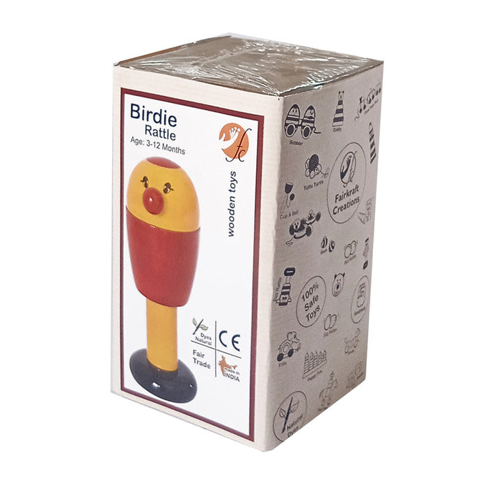 Birdie Rattle (Red) | Channapatna Toys | Wooden rattle toys - Sellenza