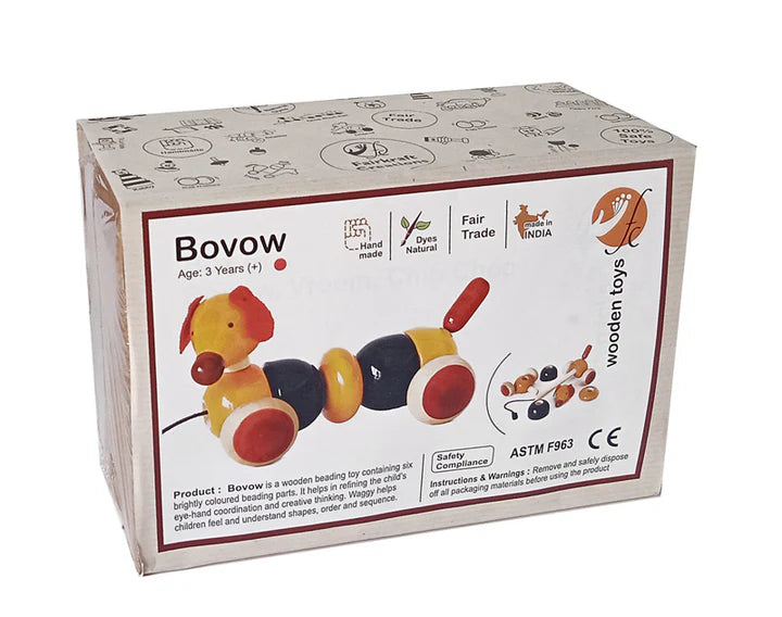 Bovow Red | Wooden pull toy | Wooden toys for kids