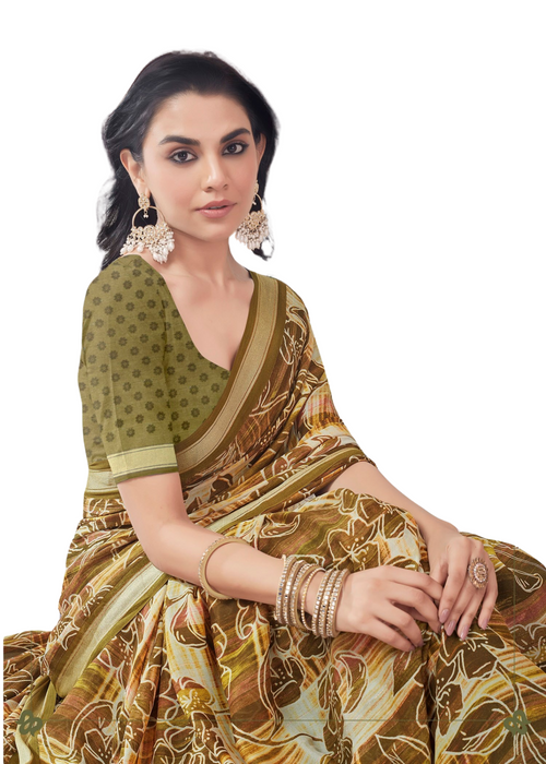 Golden Peacock Saree