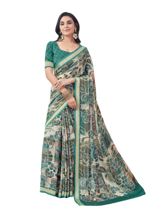 Teal Blue Paisley Saree