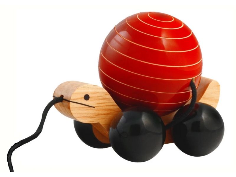 Tuttu Turtle ( Red ) | Push and Pull Wooden toy | Wooden Pull toys | Wooden turtle pull toy - Sellenza