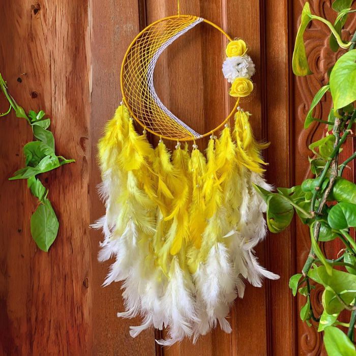 dream catcher,8 INCH HALF MOON DREAM CATCHER,Hand Crafted Decor