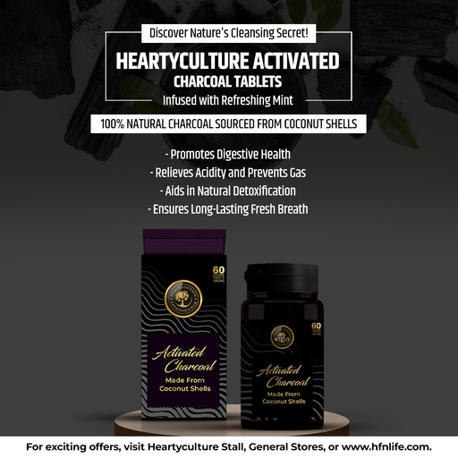 Heartyculture Activated Charcoal Tablet (Pack of 60 tablet) - Sellenza